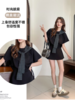 🔥火出圈【学院风大码三件套】高品质一套现货出🌸，今日份的简约控，自带披肩设计💐，简约中略带叛逆心 ✅短裤松紧腰 不挑人💕 面料舒适有质感！ 商品缩略图2