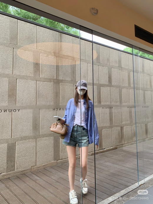 519-10 独家圆正 miu 重工酵素水洗 高腰A字版型 复古时髦牛仔短裤 热裤 我穿40 商品图10