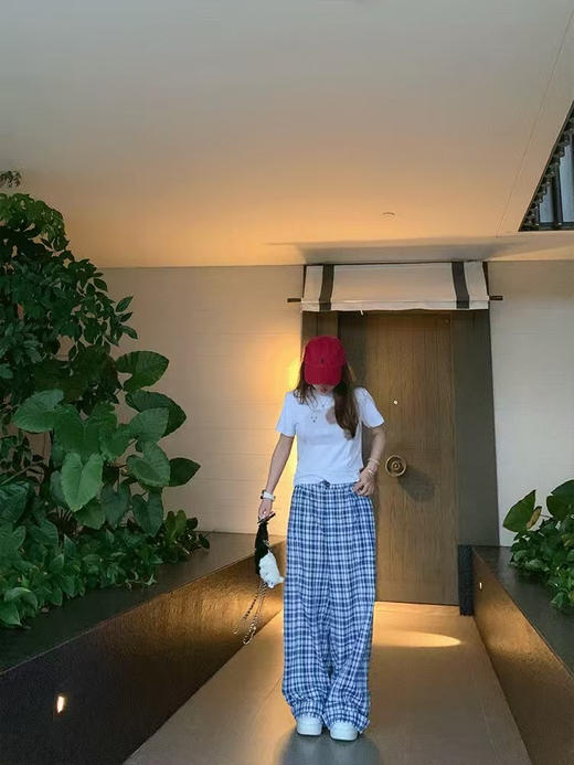 夏日时髦蓝格纹神裤 商品图0