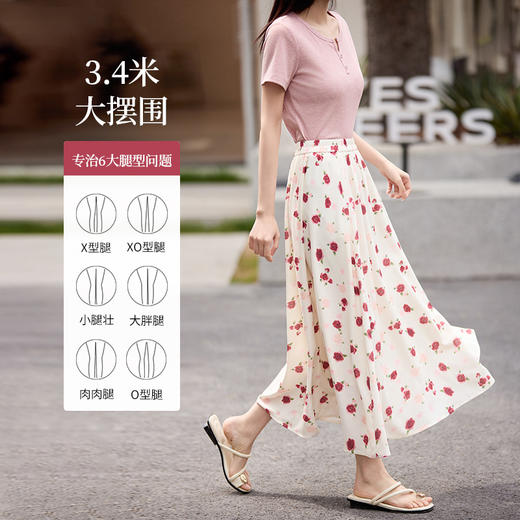【专属特价】熙世界浪漫复古碎花半身裙女2025夏季新款可露丽穿搭高腰a字伞裙 商品图4