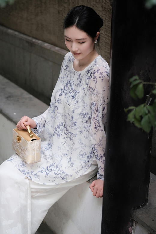 盛唐牡丹| 真丝雪纺斜襟女上衣 商品图11