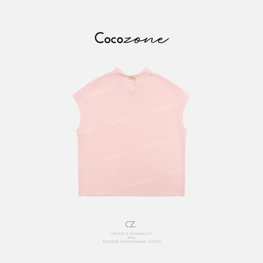 COCO ZONE 刘一一  【亚麻棉混纺】层次感POLO领T恤CD1A0888 商品图1