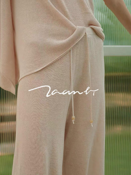 ZAANLI｜ZNSS25028 汉麻天丝系带针织长裤 [ 白 / 杏 ] 商品图4