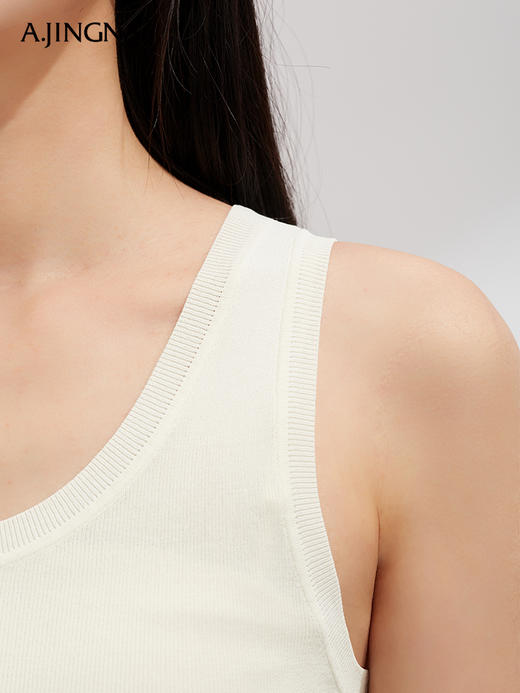 【清凉时髦】阿菁娜百搭罗纹肌理针织修身U领背心F30X301006 商品图4