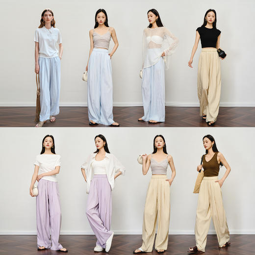 OLrain欧芮儿宽松阔腿裤拖地山本裤女夏季2025新款高腰显瘦休闲裤 商品图2