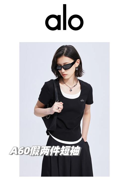 2025夏季最新出口单，alo女士假两件叠穿收腰短袖T恤！ 商品图0