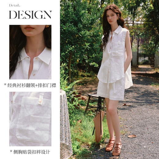 OLrain欧芮儿白色衬衫短裤通勤套装女夏季2025新款百搭时尚两件套 商品图2