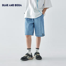 蓝汽水宽松牛仔短裤883B256052JX