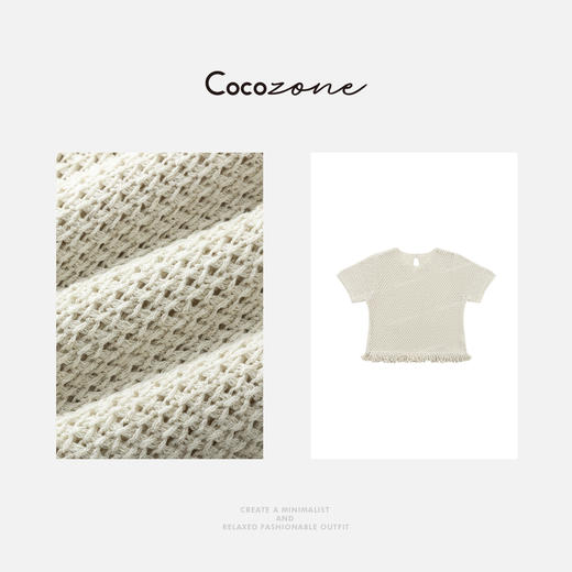 COCO ZONE 刘一一 【天丝亚麻混纺】镂空圆领毛织上衣CD1A0847 商品图2