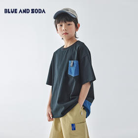 蓝汽水牛仔拼接短袖860B256048JX