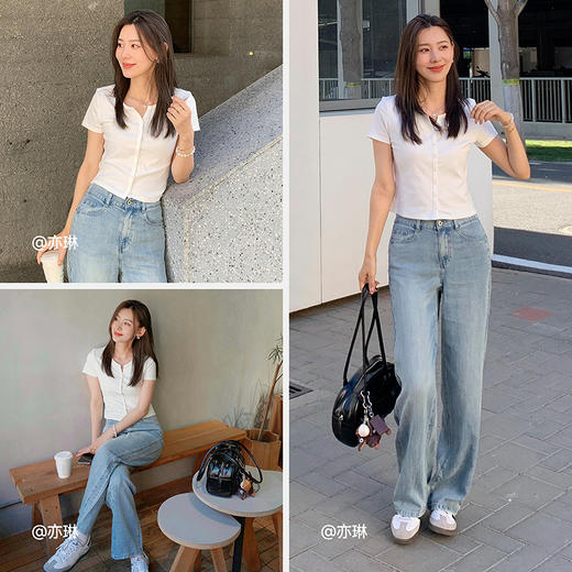 【99元任选2件】凉感T|森马短袖T恤女短款小个子气质2025夏新款刺绣修身开衫百搭 商品图4