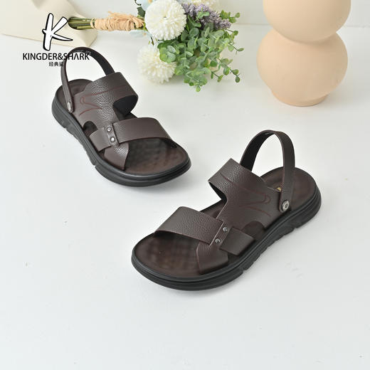 经典鲨2025年夏季新品男士平底露趾两穿凉鞋拖鞋KW262-526011 商品图1