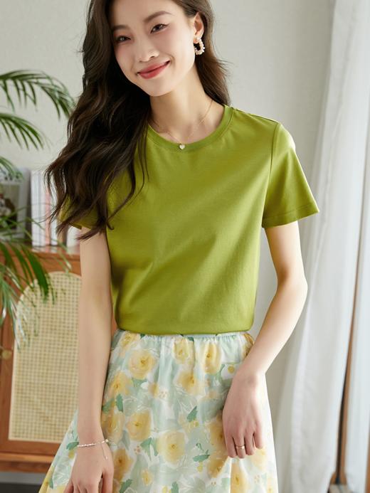 【39元福袋不支持退换】熙世界天丝+甄贵桑蚕丝黑色T恤女士短袖夏季基础百搭宽松显瘦上衣 商品图0