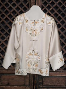 盛唐牡丹大师系列| 重工如意头兰花苏绣外套-香槟色