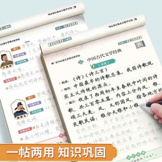 初中生三合一（边写边听边学）必背文学文化常识练字帖名著导读古诗文文言文楷书练字帖 商品图5