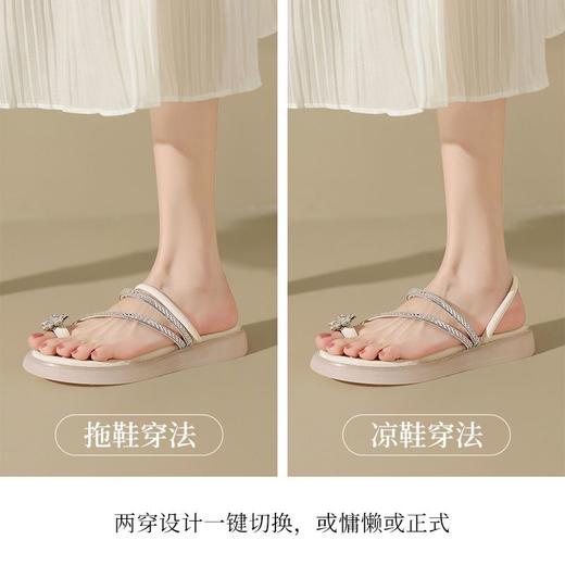 ZHR水钻凉鞋女2025新款超仙夹趾拖鞋爆款轻便两穿一脚蹬沙滩凉鞋 商品图3