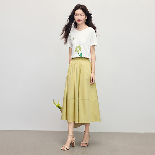 【专属特价】熙世界纯棉印花短袖T恤女2025年新款夏季宽松显瘦圆领设计感上衣 商品图3