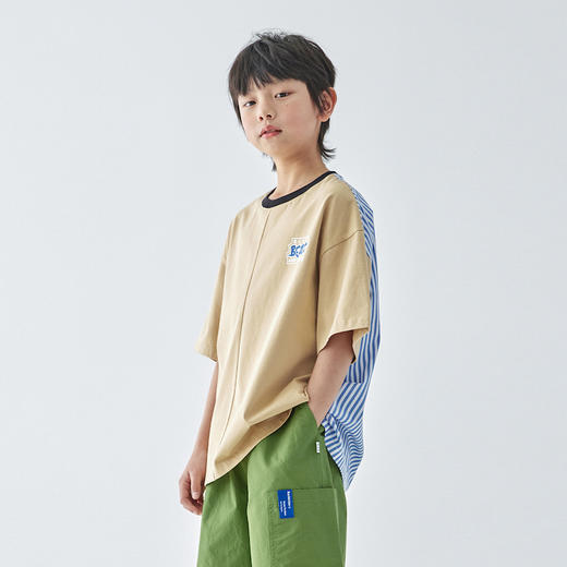 蓝汽水条纹拼接短袖860B256050JX 商品图3