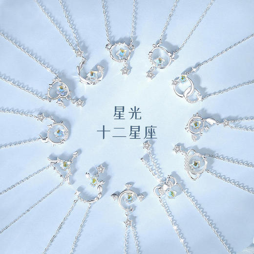 【星光十二星座】925纯银星星月光石项链【JHY-N001672Y】 商品图0