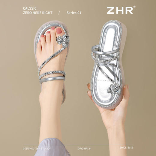 ZHR水钻凉鞋女2025新款超仙夹趾拖鞋爆款轻便两穿一脚蹬沙滩凉鞋 商品图8