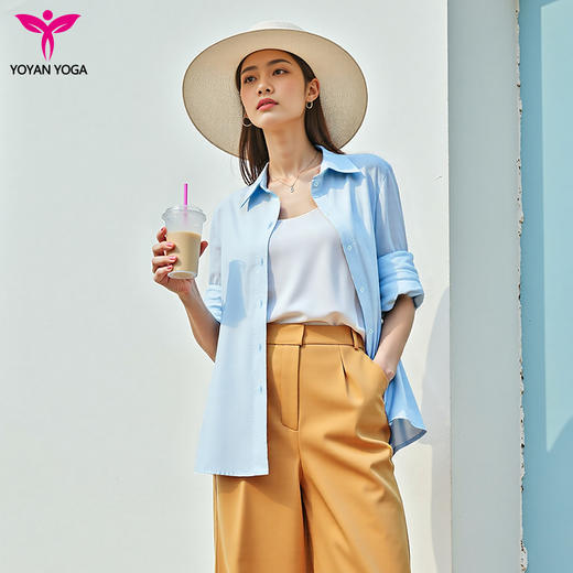悠妍宽松长袖UPF50+防晒衬衣FS25528 防紫外线衬衫女款开衫防晒衣薄款外套 商品图3