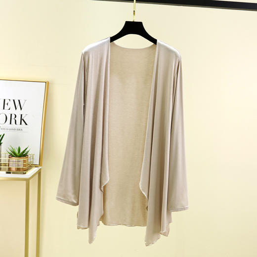 丁摩 莫代尔开衫女夏季新款空调防晒衫中长款长袖不规则披肩薄外套5ZF-2422 商品图3