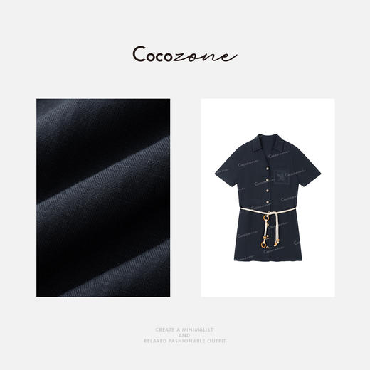 COCO ZONE 刘一一  【莱赛尔亚麻混纺】单排扣修身连衣裙CD1A0884 商品图5