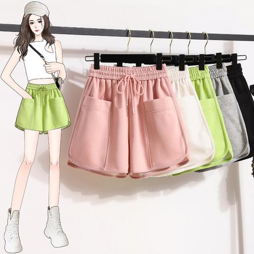 丁摩 运动短裤女夏季女装休闲阔腿裤外穿高腰显瘦A字甜美三分热裤5ZF-16220 商品图3