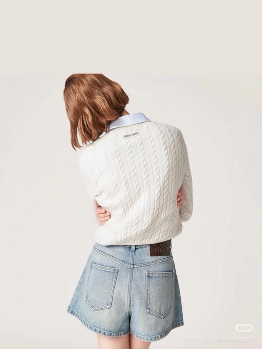 519-10 独家圆正 miu 重工酵素水洗 高腰A字版型 复古时髦牛仔短裤 热裤 我穿40 商品图11