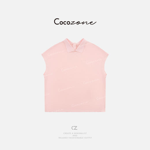 COCO ZONE 刘一一  【亚麻棉混纺】层次感POLO领T恤CD1A0888 商品图0