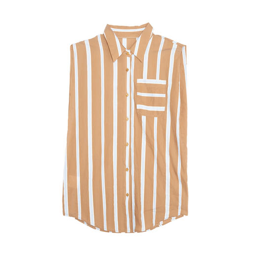 谜底条纹衬衫无袖女士2025夏新款复古文艺百搭直筒衬衣256MC6516 商品图4
