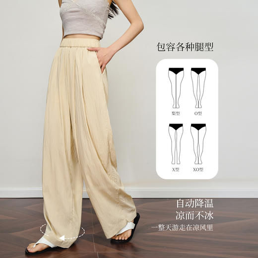 OLrain欧芮儿宽松阔腿裤拖地山本裤女夏季2025新款高腰显瘦休闲裤 商品图1