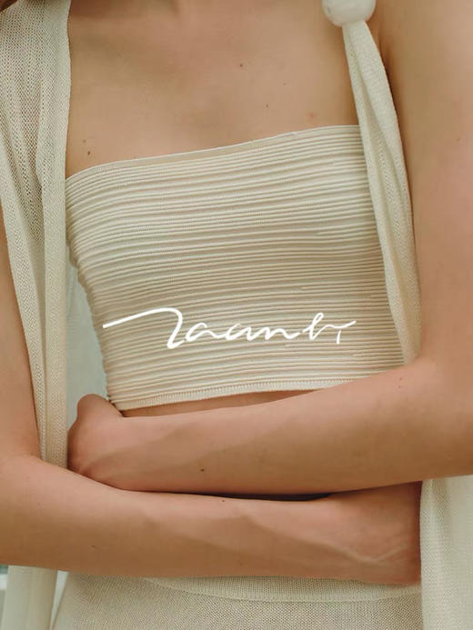 ZAANLI｜ZNSS25006 人造丝肌理针织抹胸 [ 白 ] 商品图8