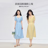 【专属特价】熙世界法式方领短袖「海岛假日」串珠连衣裙女夏季2025新款泡泡袖气质收腰蓝色裙 商品缩略图2