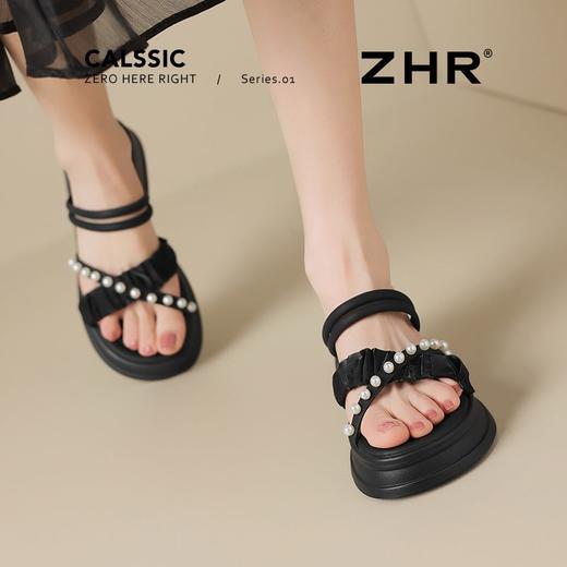 ZHR则则厚底珍珠拖鞋2025新款气质百搭网纱一字拖仙女外出拖鞋女 商品图2
