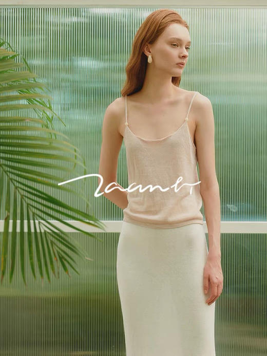 ZAANLI｜ZNSS25022 汉麻天丝卷边吊带针织背心 [ 绿 /  杏 / 棕 ] 商品图8