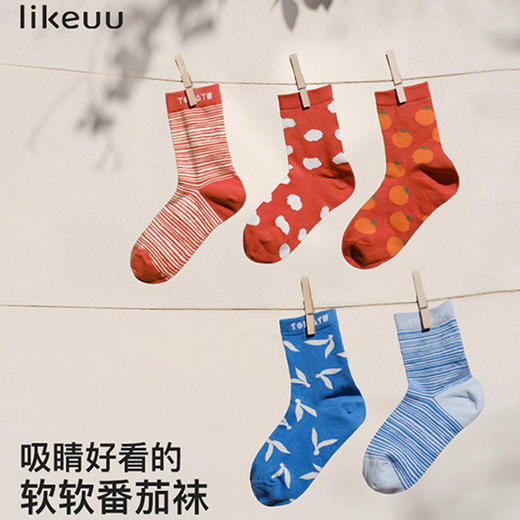 likeuu儿童袜子男女中大童小番茄纯棉抗菌中筒袜夏薄a类防臭透气4双装LGJ151011 商品图0