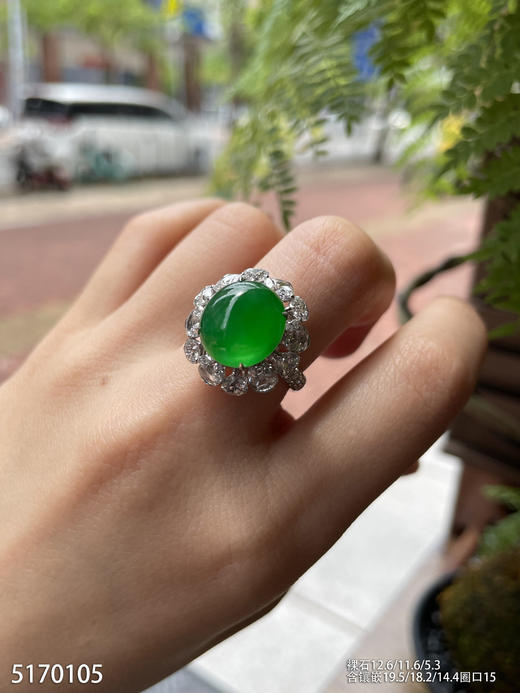 老坑艳绿蛋面戒指【5170105】具体价格微信咨询 商品图3