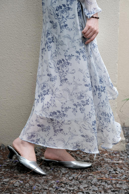 盛唐牡丹| 真丝雪纺斜摆长裙 商品图11