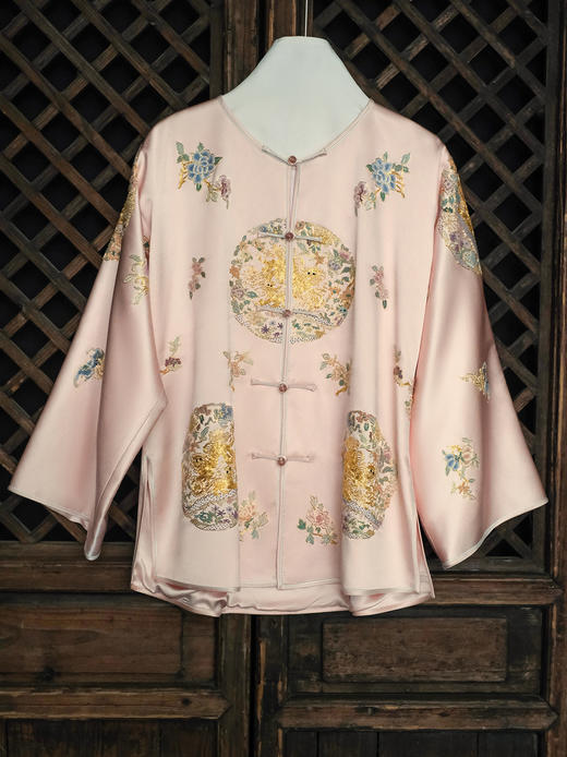 盛唐牡丹大师系列| 重工刺绣盘龙团花外套-粉红 商品图0