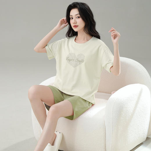 女士短袖短裤套装家居服外穿睡衣【带胸垫】【X52087】 商品图1