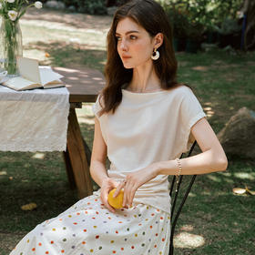 OLrain欧芮儿法式优雅一字领显瘦T恤女夏季2025新款修身减龄上衣