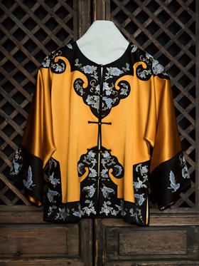 盛唐牡丹大师系列| 重工如意头兰花苏绣外套-橘色