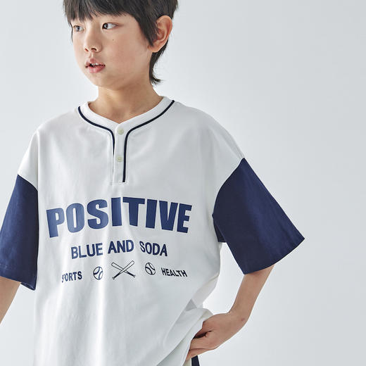 蓝汽水休闲撞色印花T恤856B256045JX 商品图3