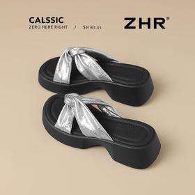 ZHR厚底拖鞋女2025新款夏季时尚ins一字拖外穿休闲百搭沙滩拖鞋女