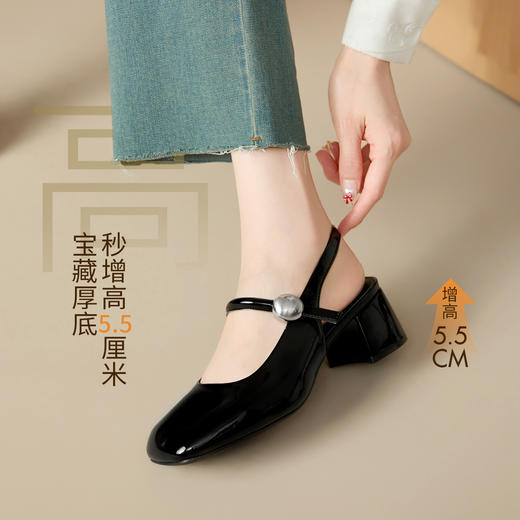 西遇包头凉鞋女新款春夏法式方头高跟玛丽珍鞋配裙子粗跟单鞋V0156566 商品图2