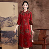 KQ-621622花萝香云纱新款年轻妈妈礼服婚宴喜婆婆结婚旗袍新中式真丝连衣裙 商品缩略图0