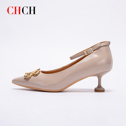 CHCH平衡鞋2025夏季新品细跟羊皮一字带女高跟鞋CP1B5103 商品图1