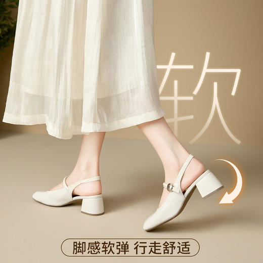 西遇包头凉鞋女新款春夏法式方头高跟玛丽珍鞋配裙子粗跟单鞋V0156566 商品图1