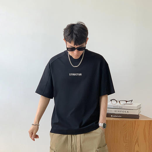 徐太浪美式休闲字母印花短袖T恤男2025新款夏季宽松半袖圆领上衣 商品图3